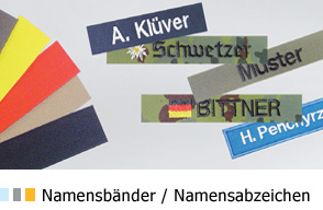 Namensbänder und Namensabzeichen
